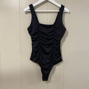 Abercrombie & Fitch Soft Collection Ruched Black Bodysuit Size XS